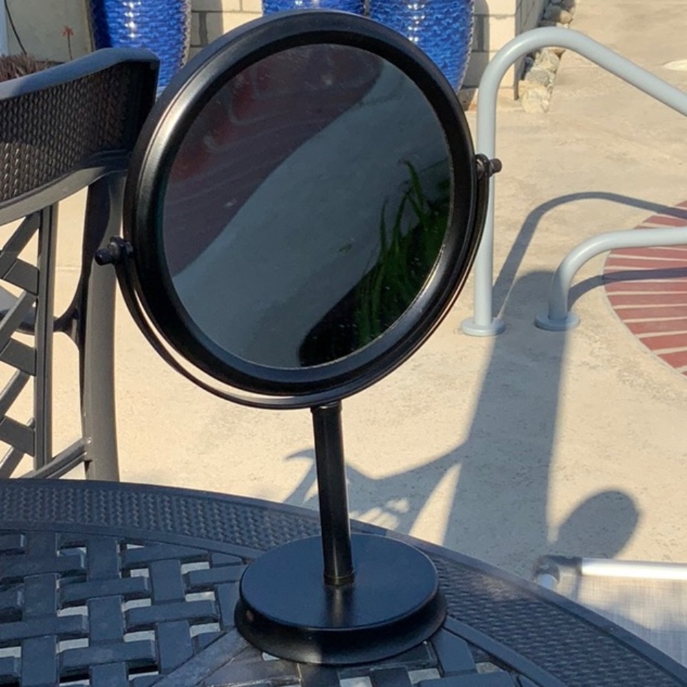 Oil rubbed bronze magnifying mirror